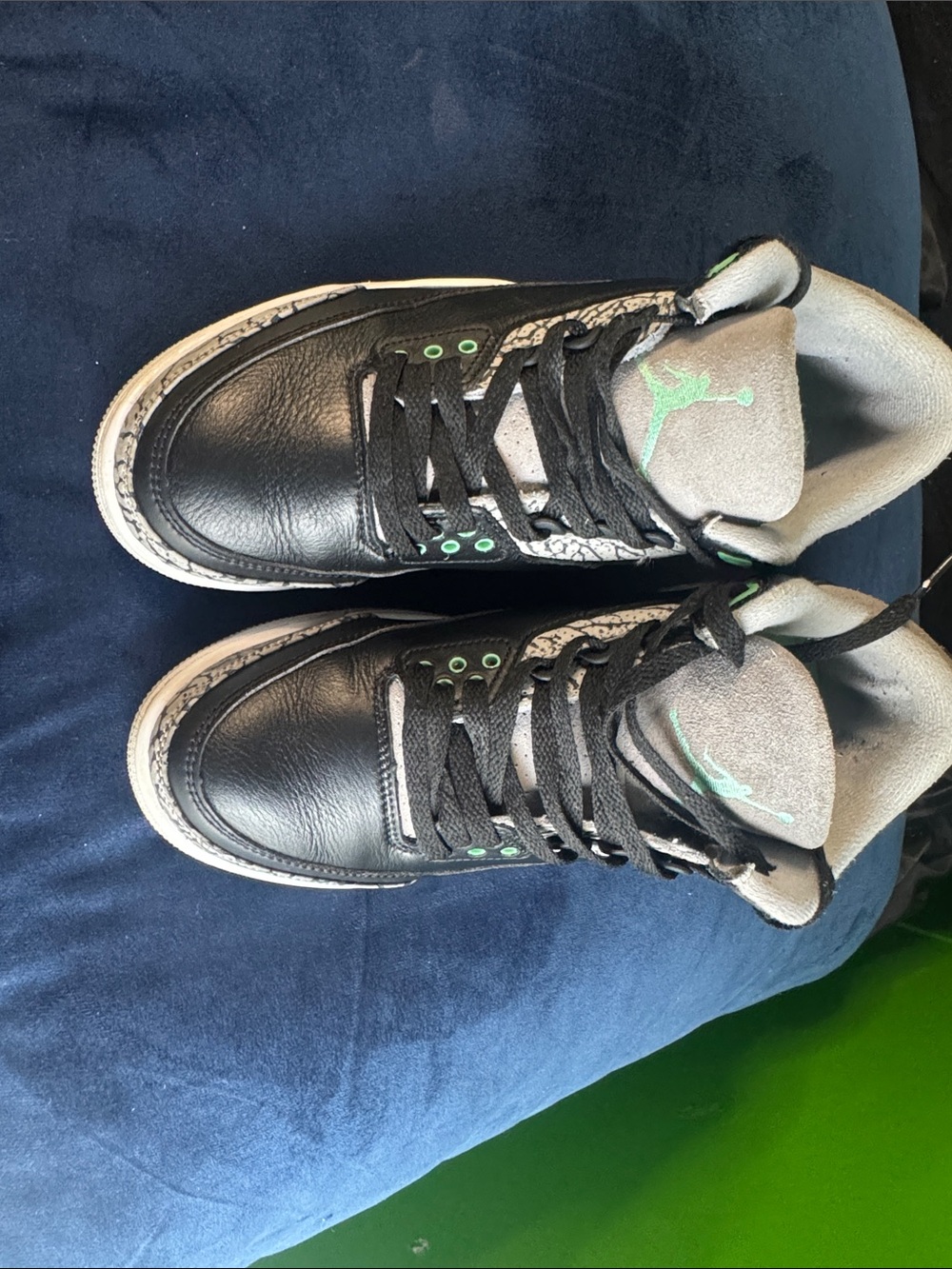 Jordan Black Sneakers with Gray and Mint Accents